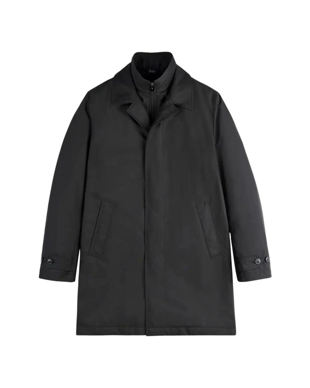 Fay Black Single-Breasted Coats for men