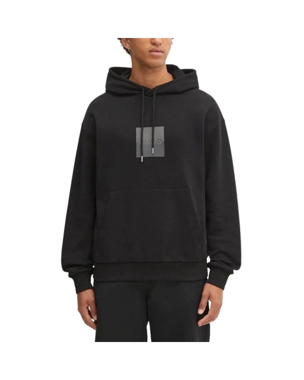 HUGO Hoodies & Sweatvesten ,Zwart ,Katoen Relaxed-Fit Katoen Terry Hoodie in het Black voor heren
