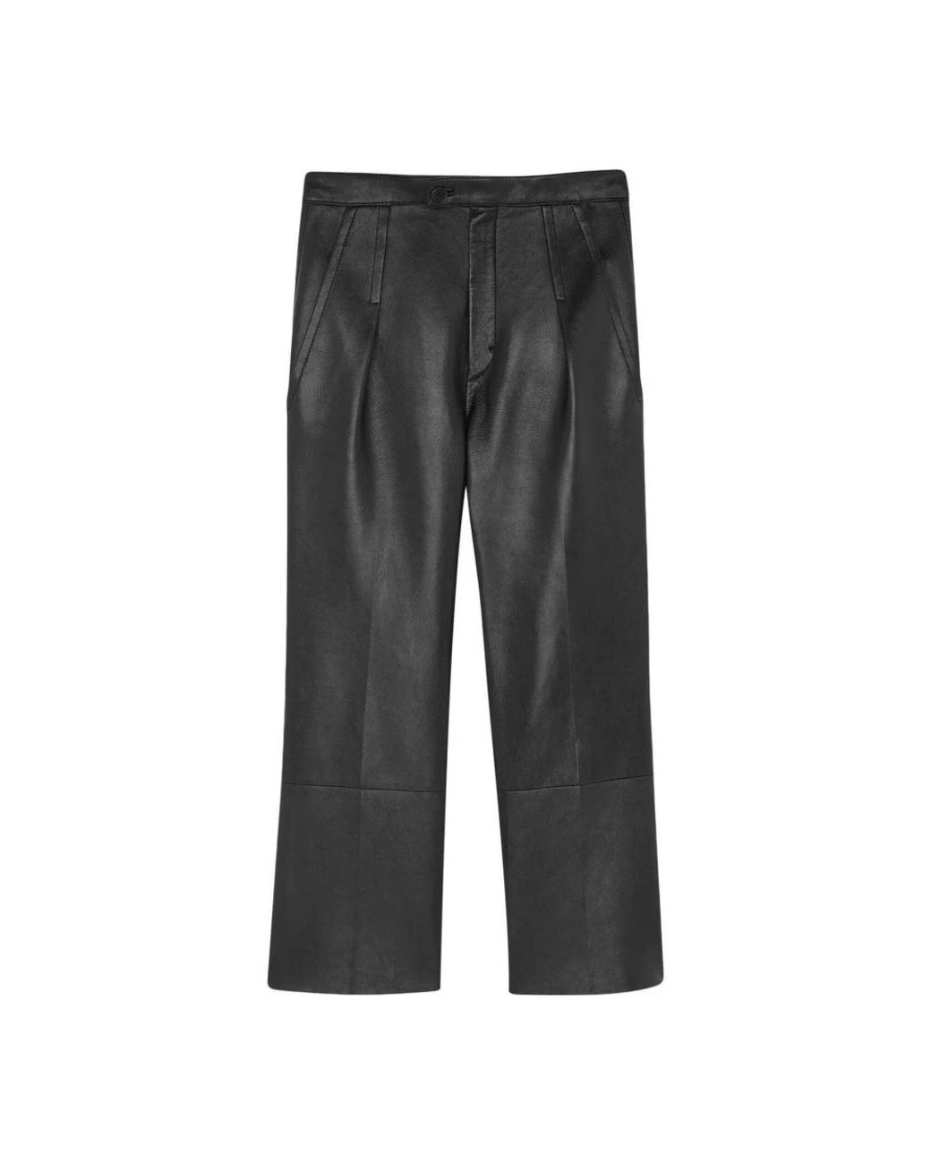Saint Laurent Gray Leather Trousers