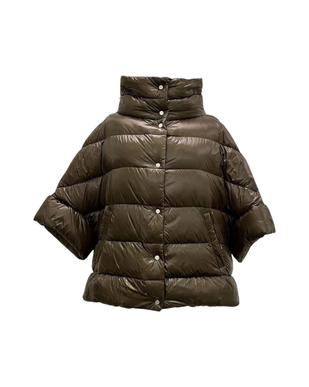 Herno Green Kurze Daunenjacke Mit Dreiviertelarm