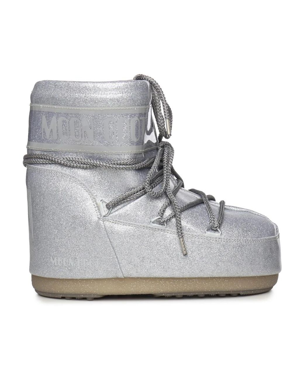 Moon Boot Schoenen ,Grijs ,Leer Icon Low Glitter Boot in het Gray