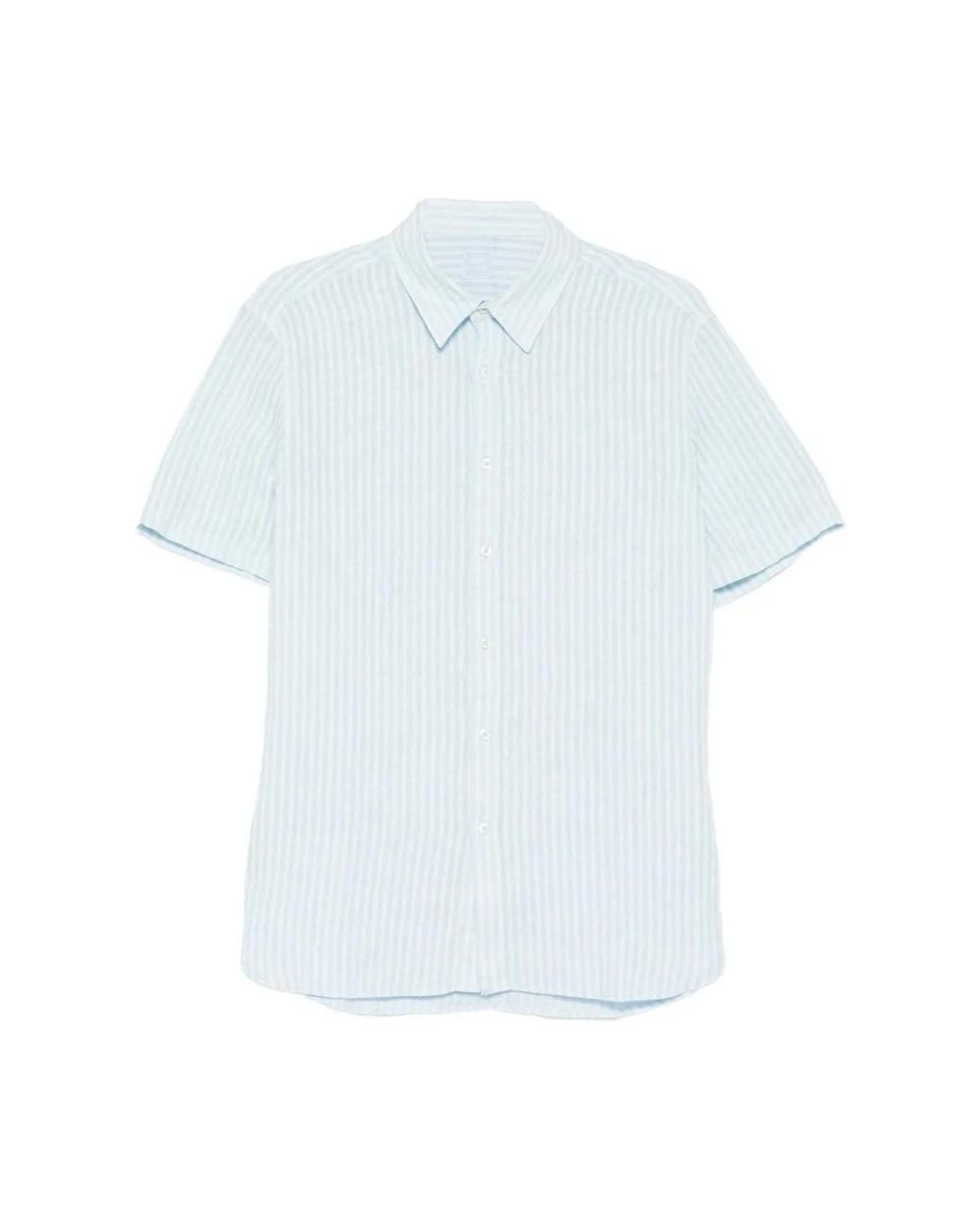 120% Lino White Short Sleeve Shirts for men