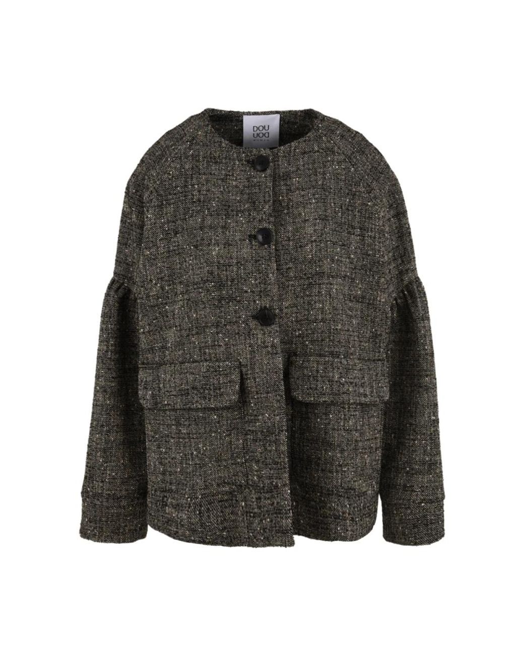 Douuod Woman Black Single-Breasted Coats