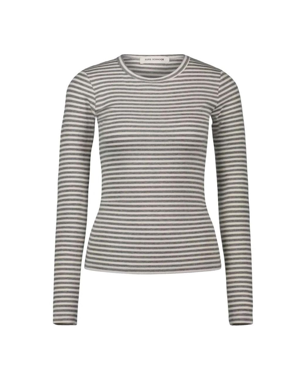 Sofie Schnoor Tops ,Grijs ,Spandex Lange Mouw Grijze Gestreepte Blouse in het Gray