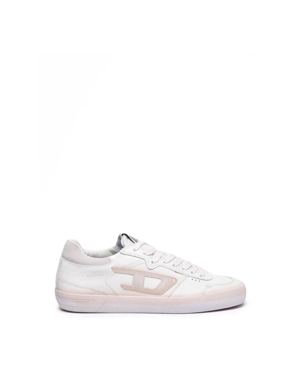 DIESEL White Leather Sneakers for men