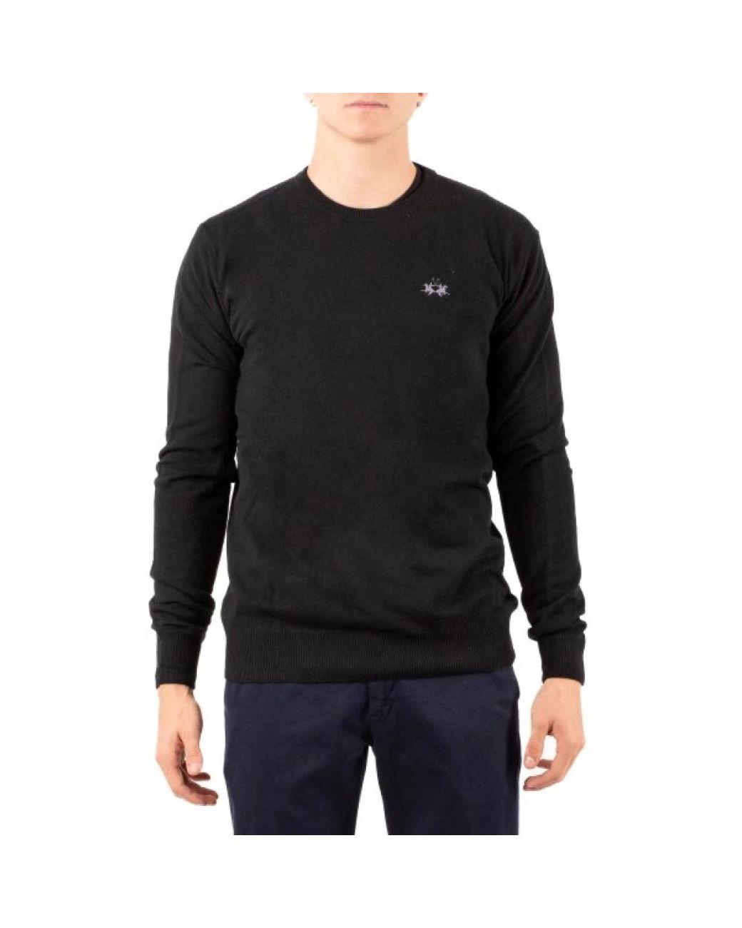La Martina Black Round-Neck Knitwear for men