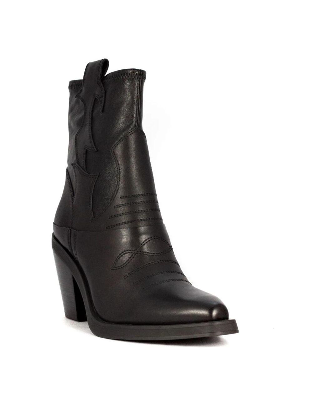 Ash Black Cowboy & Biker Boots