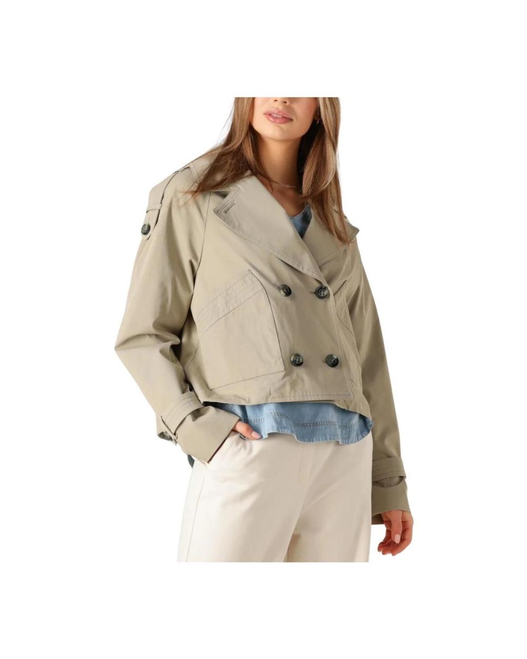 Beaumont Organic Jassen ,Groen ,Groene Korte Trenchcoat in het Natural
