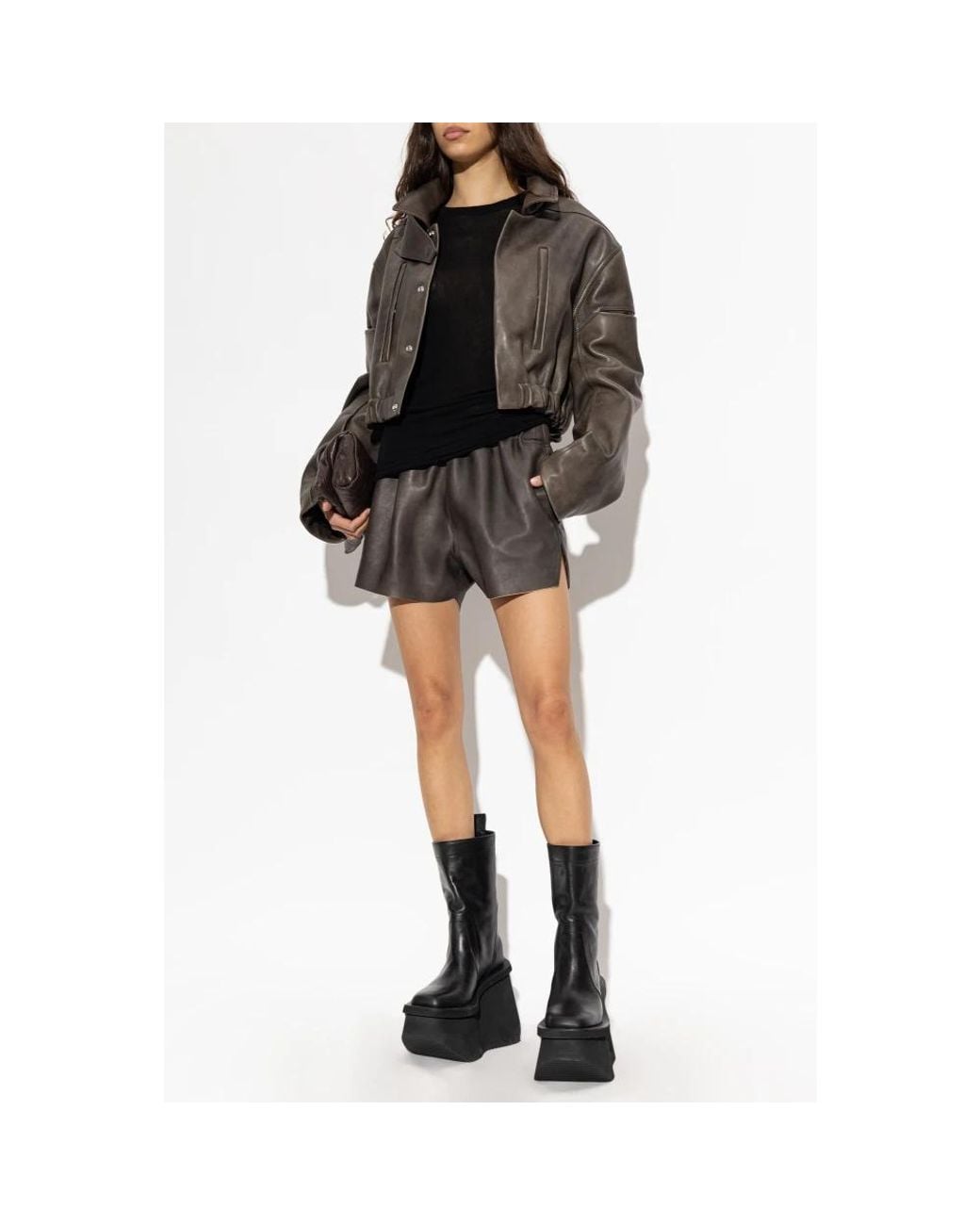 Leather Jackets di Rick Owens in Gray
