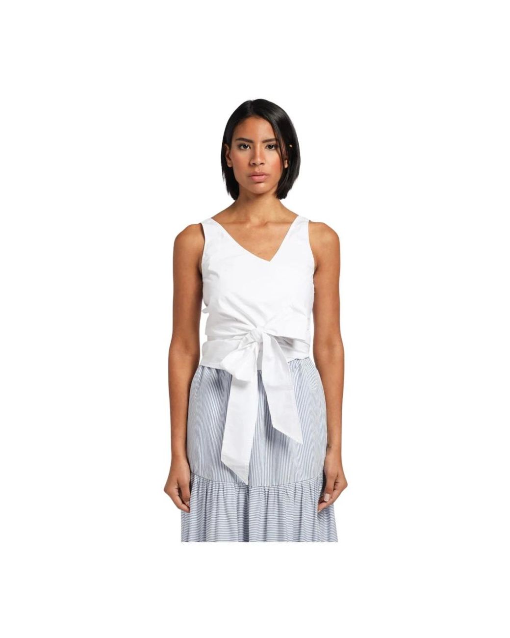 Department 5 White Sleeveless Tops