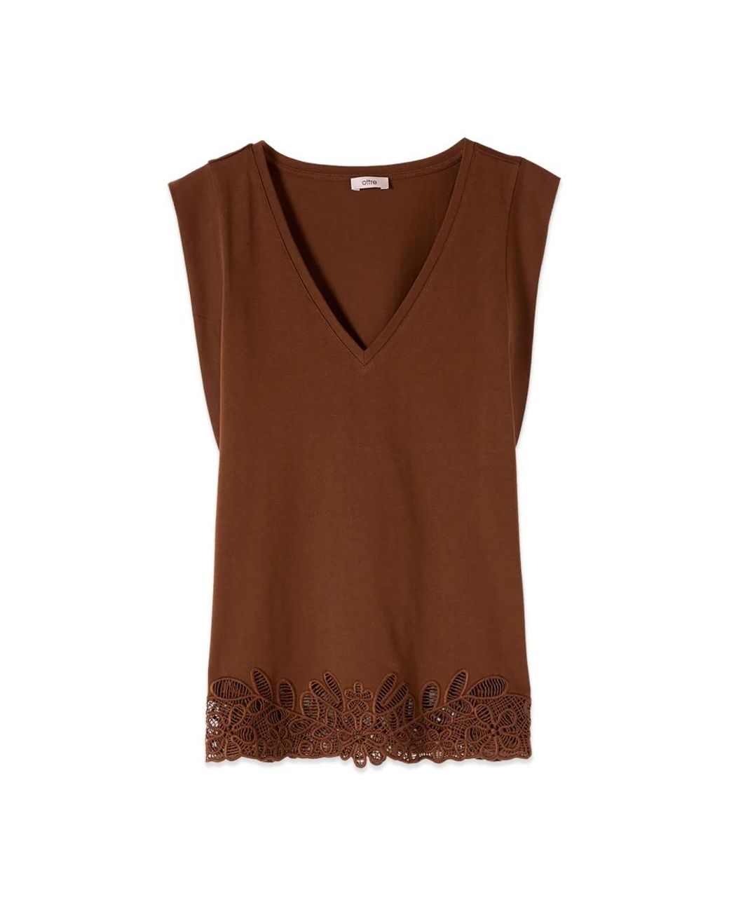 Sleeveless Tops Oltre de color Brown