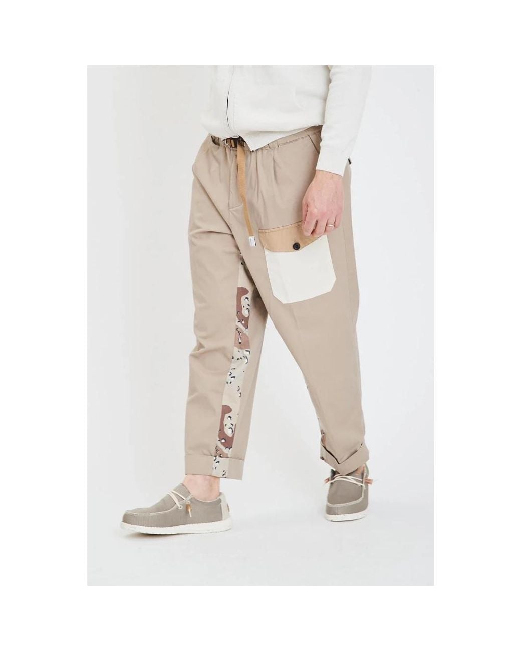White Sand Natural Straight Trousers for men