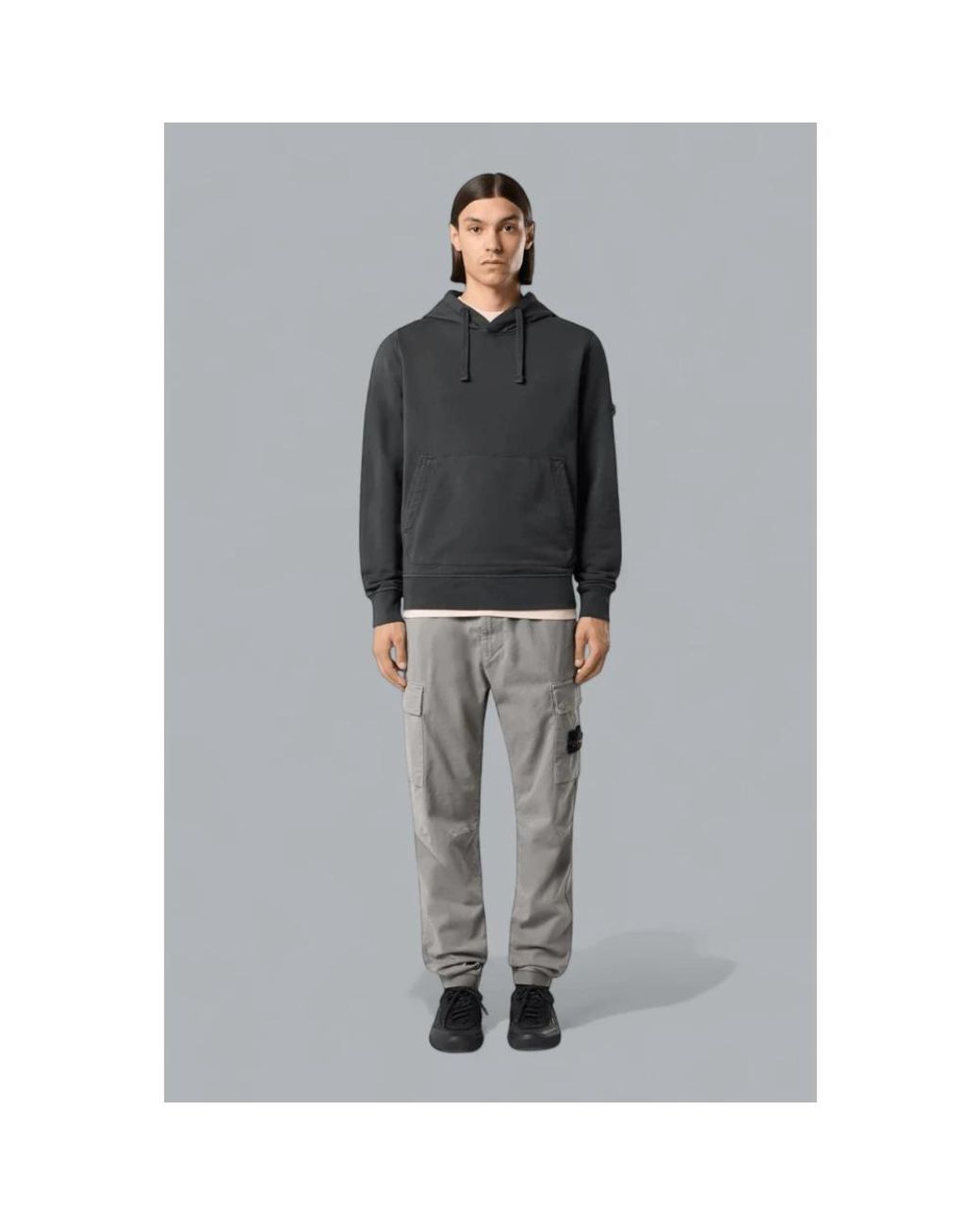 Stone Island Gray Straight Trousers for men