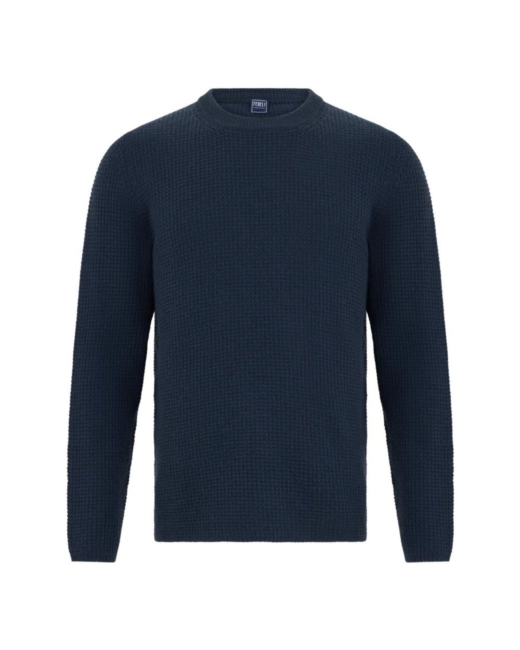 Fedeli Crew Neck Sweater in het Blue voor heren