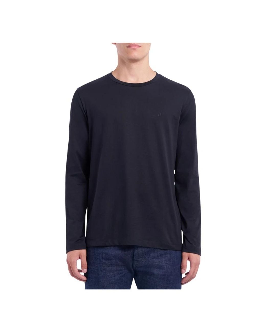 Dondup Blue Long Sleeve T-Shirts for men