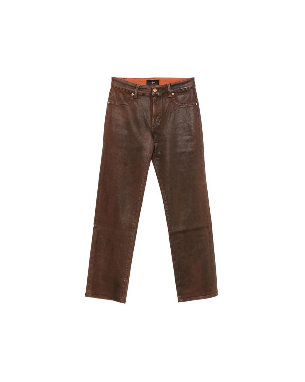 7 For All Mankind Brown Leather Trousers