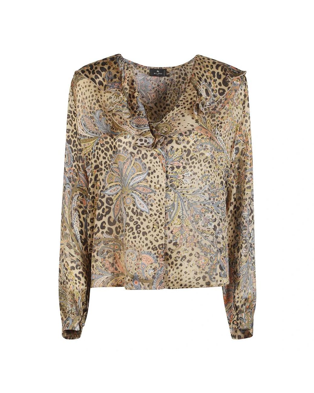 Etro Overhemden ,Bruin ,Long Sleeve Flared Shirt in het Brown