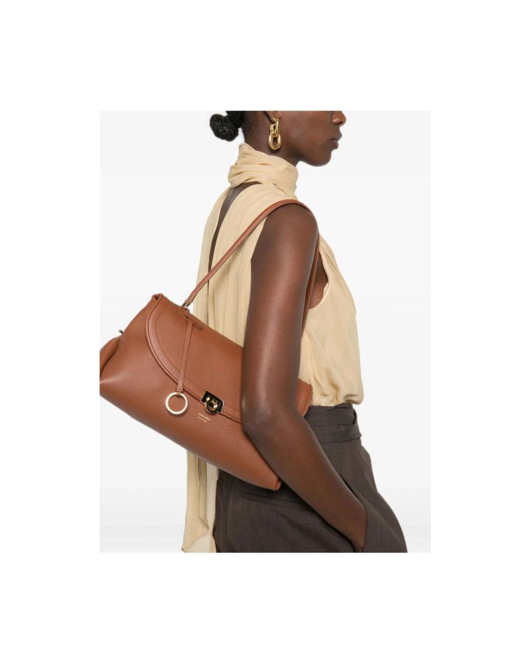 Ferragamo Brown Shoulder Bags