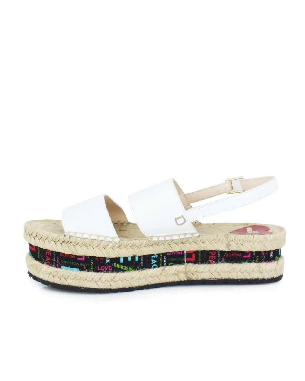 Love Moschino White Flat Sandals