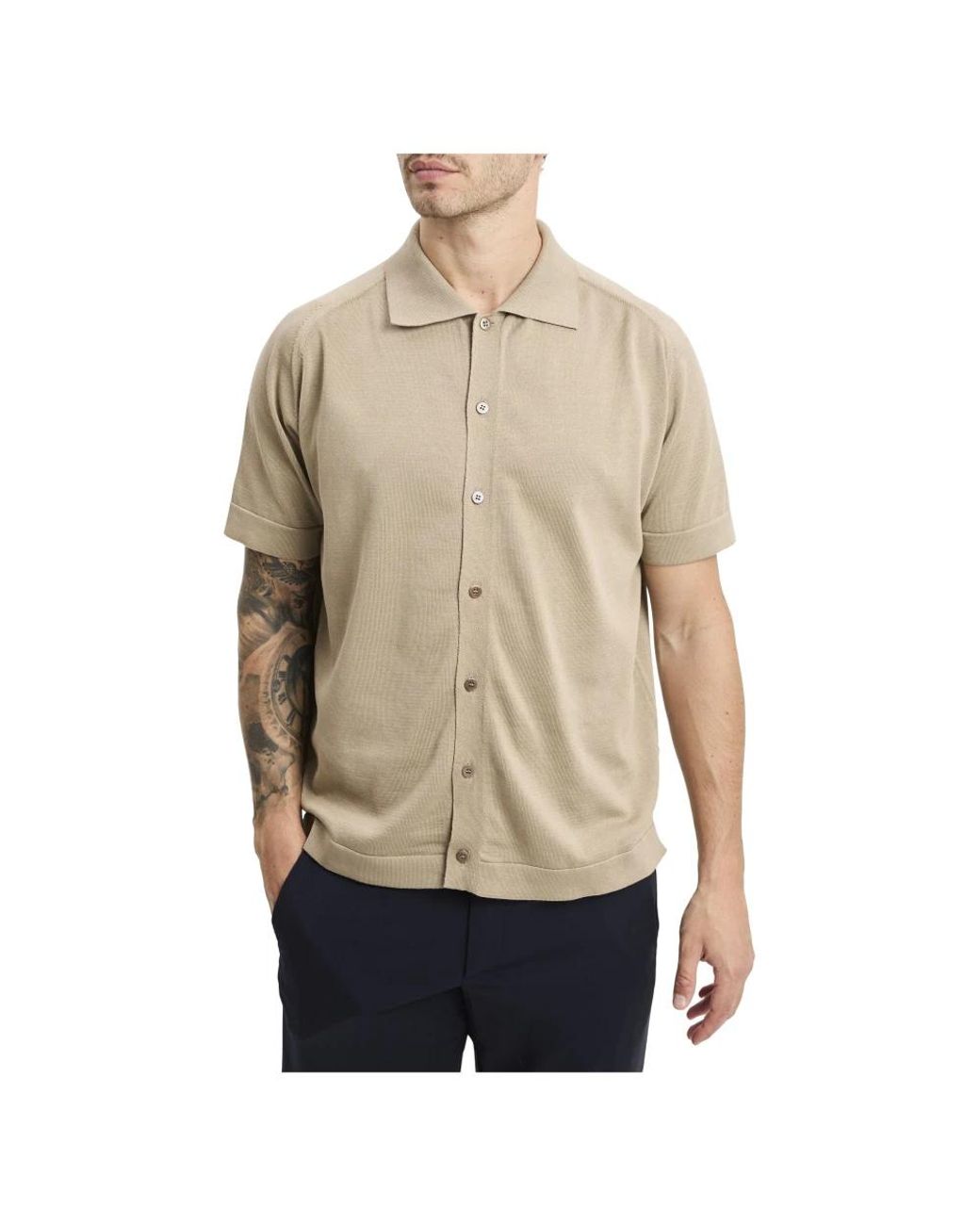 Daniele Fiesoli Natural Short Sleeve Shirts for men