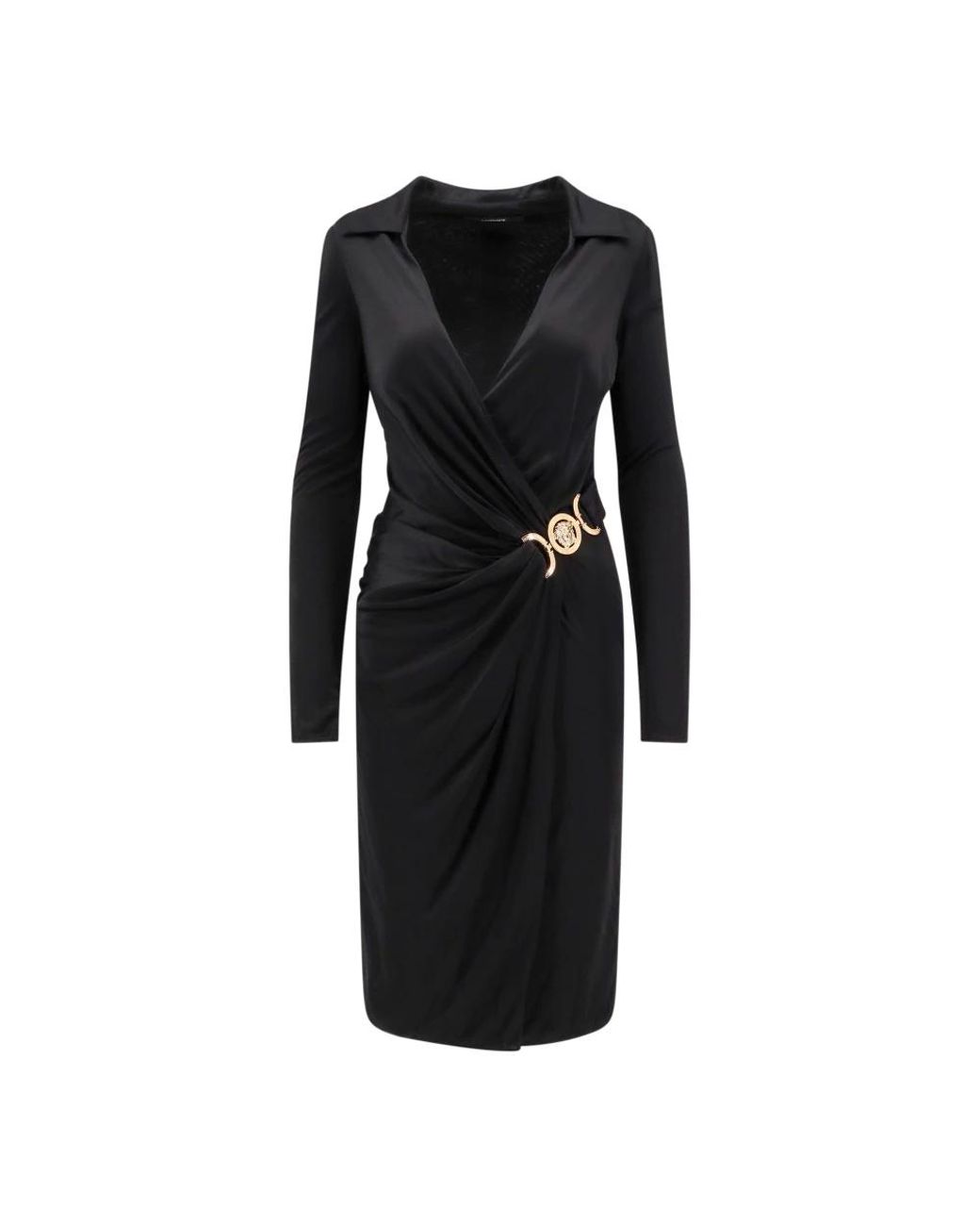 En jersey drapé robe avec Versace en coloris Black