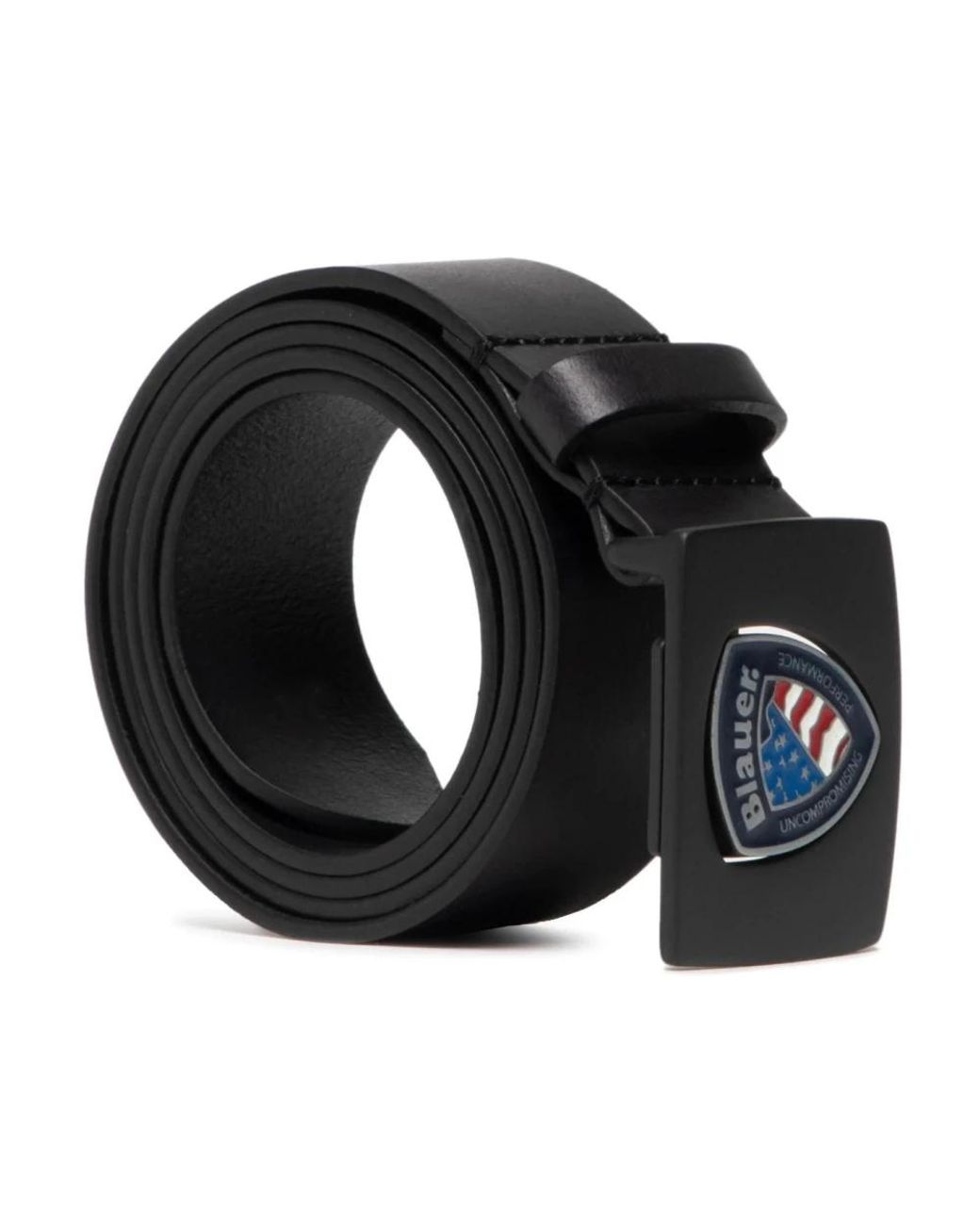 Blauer Schwarzer Ledergürtel Mit Logo-Schnalle in Black für Herren