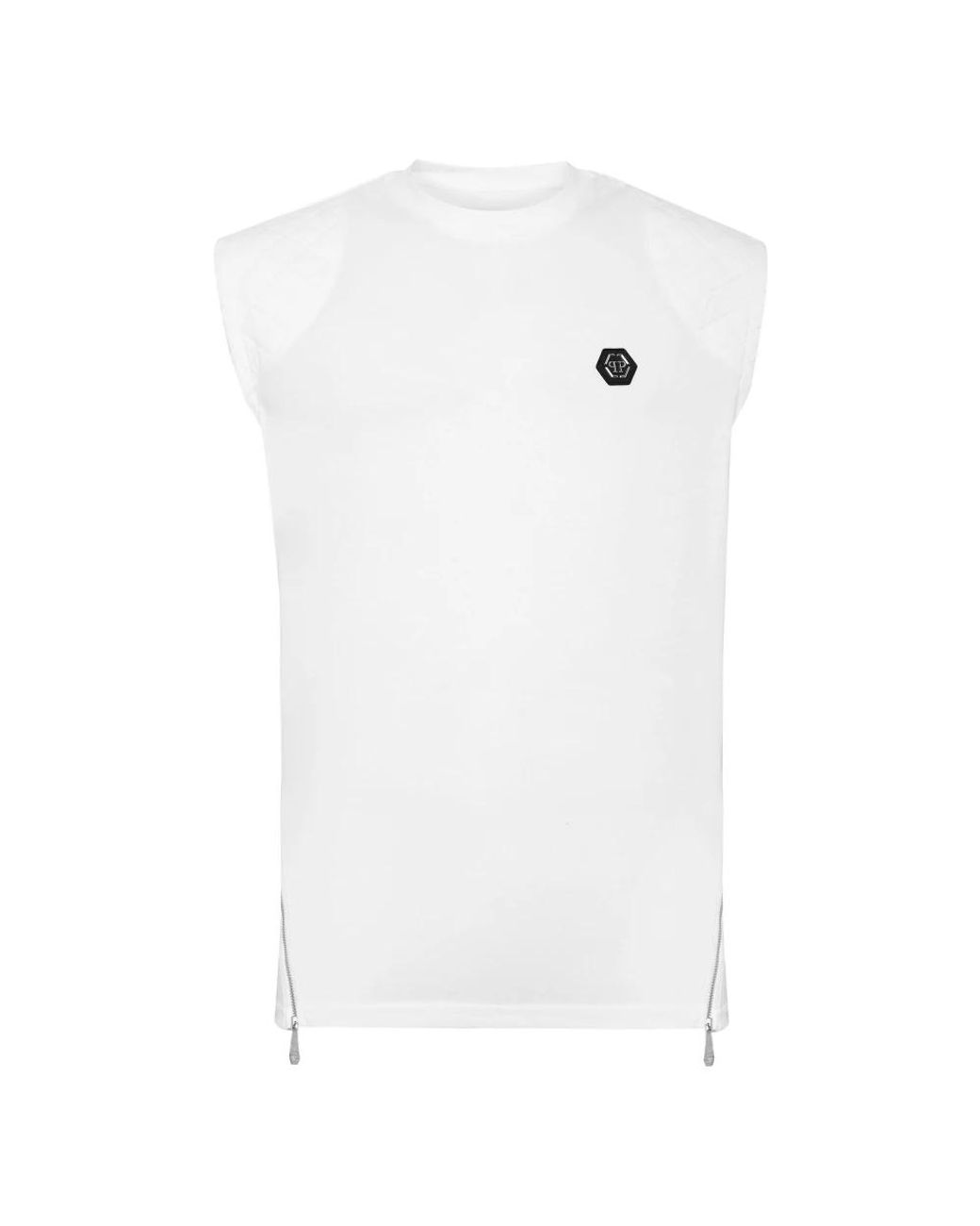 Philipp Plein Tops ,Wit ,Katoen T-Shirt Ronde Hals Hexagon in het White voor heren