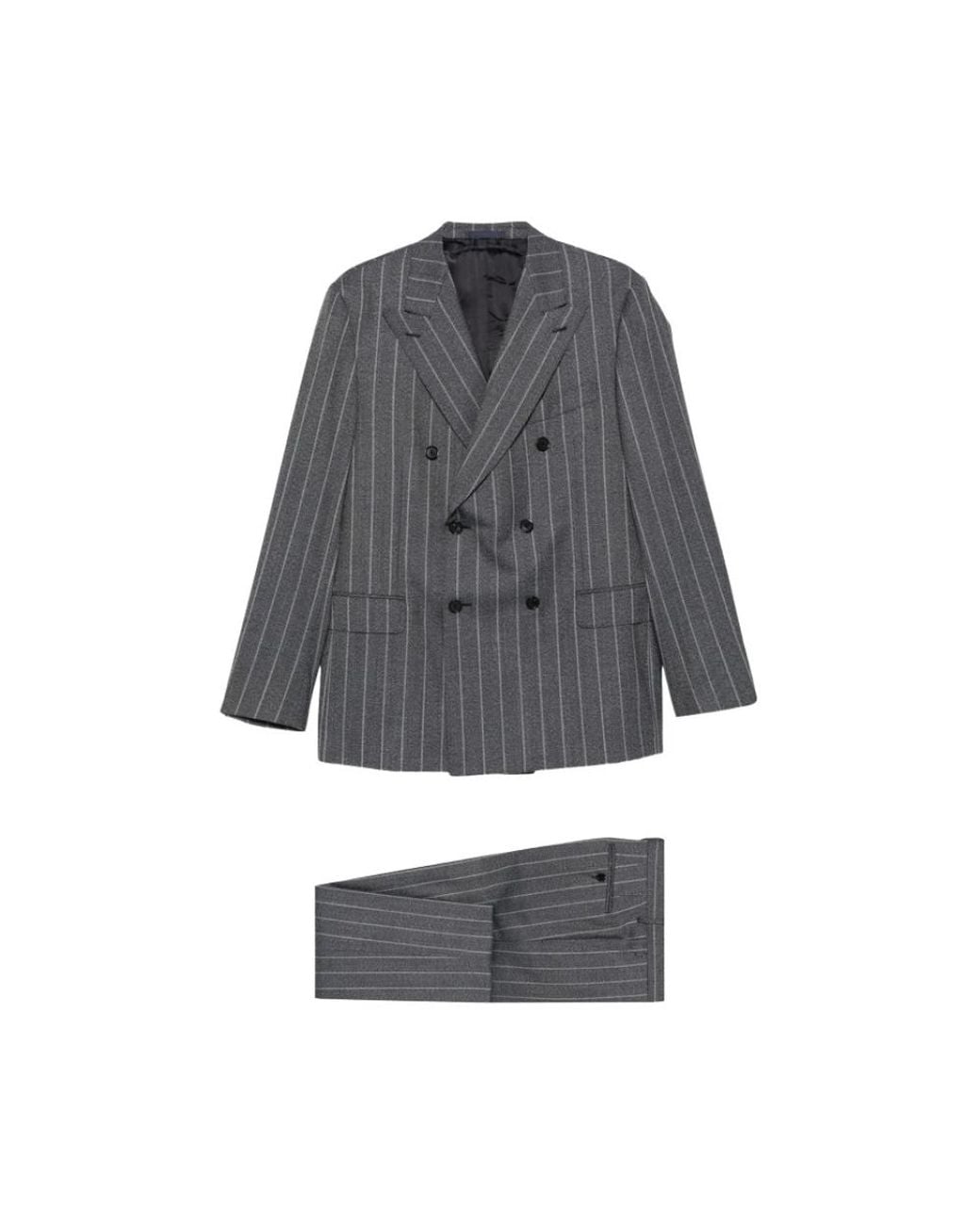 Caruso Gray Double Breasted Suits for men