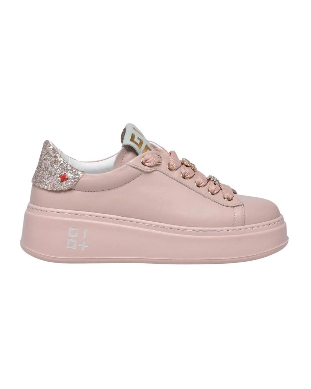 GIO+ Schoenen ,Roze ,Leer Wedge Sneaker in het Pink