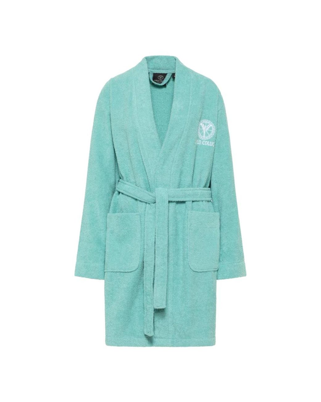 carlo colucci Blue Embroidered Cotton Kimono Robe