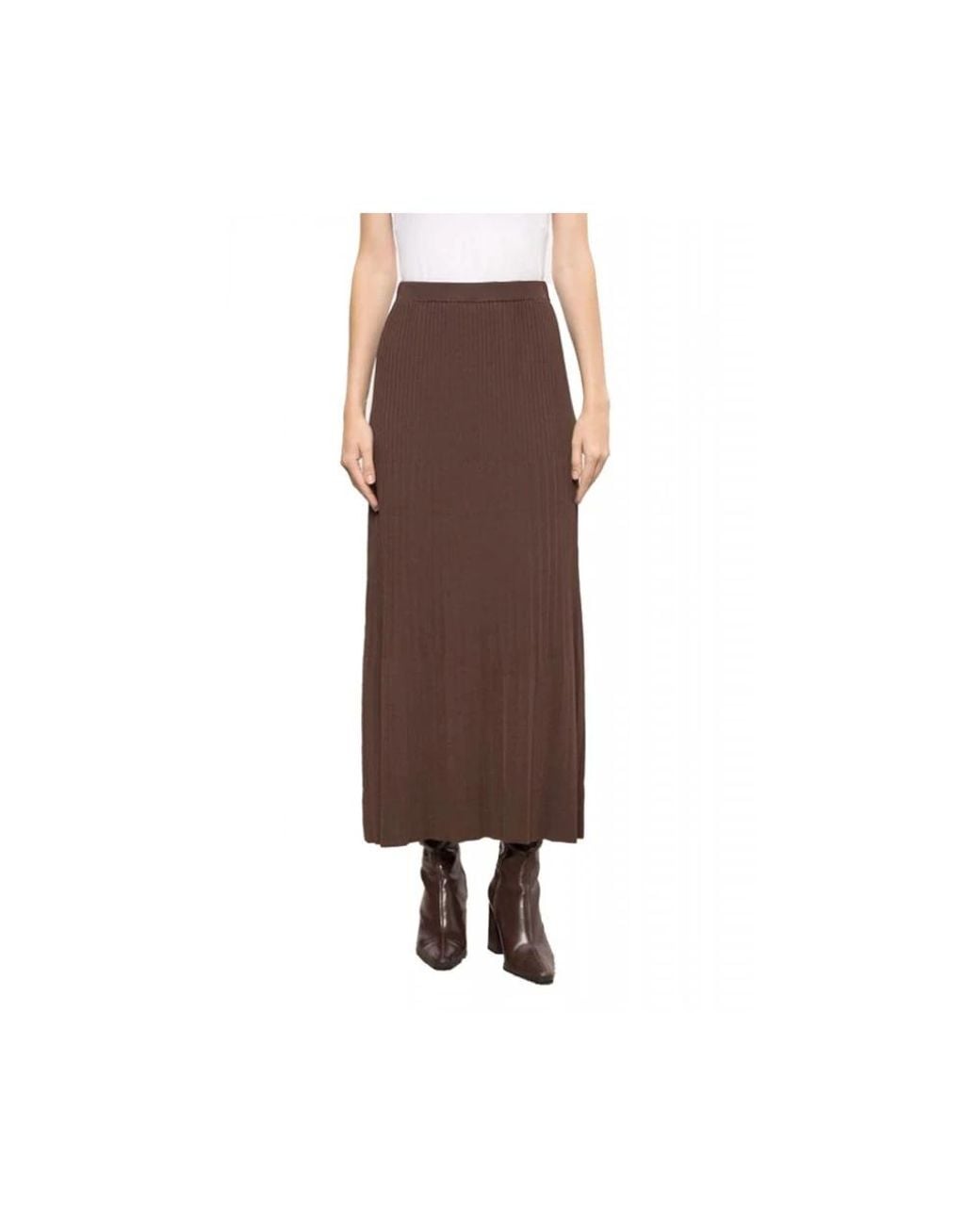 Twinset Geplooide Gebreide Midirok in het Brown