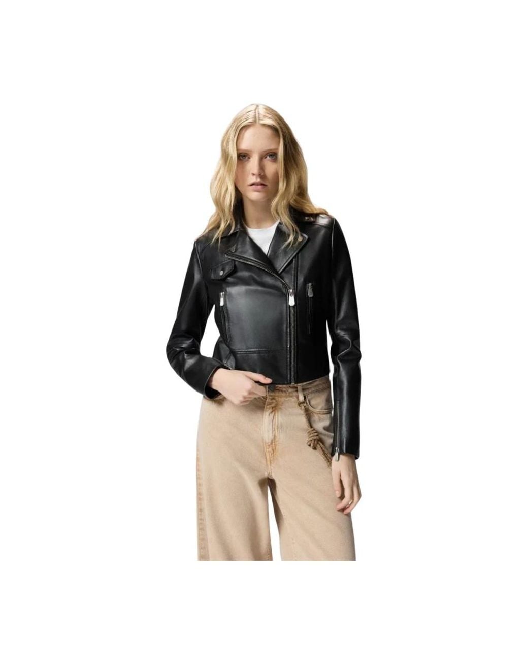 Pinko Black Leather Jackets