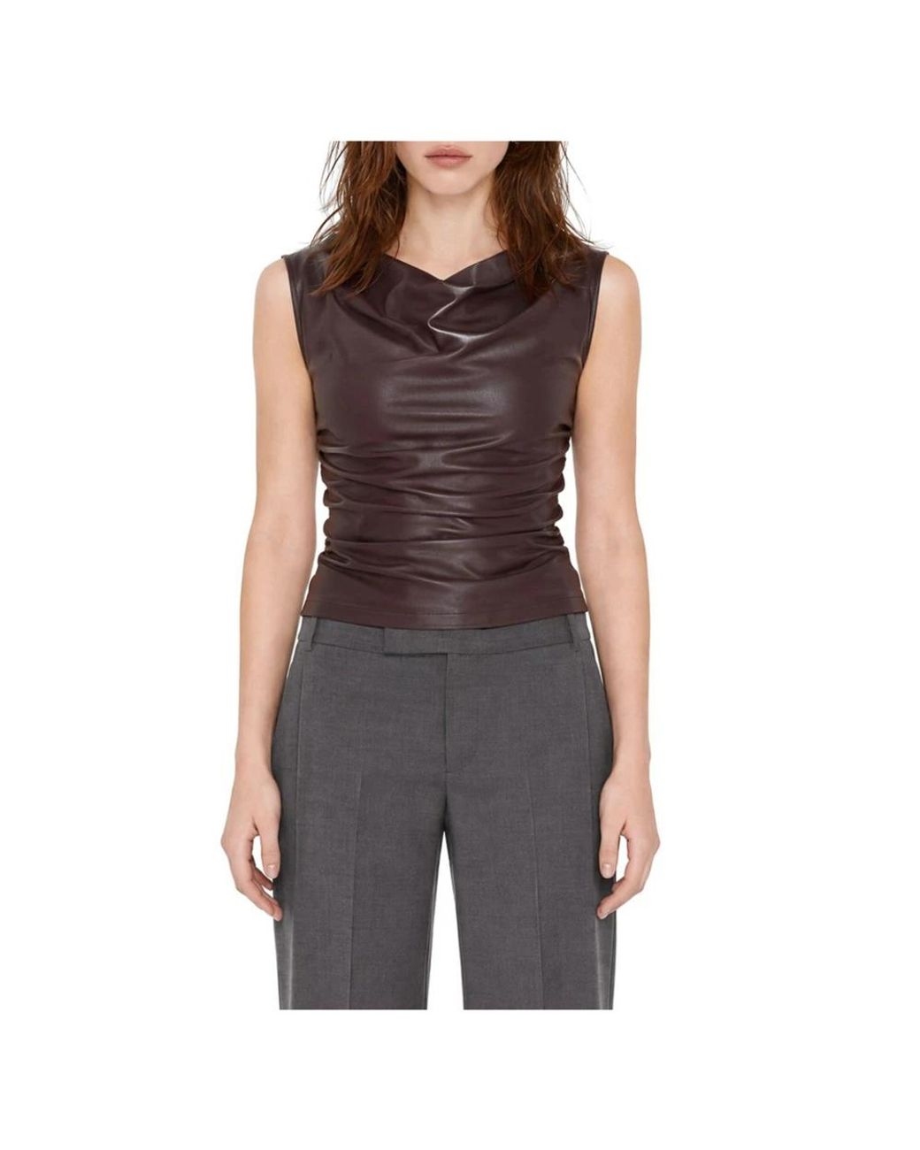 Patrizia Pepe Brown Sleeveless Tops