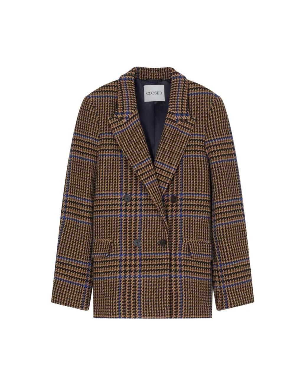 Closed Jassen ,Bruin ,Wol Fitted Doublebreasted Blazer in het Brown