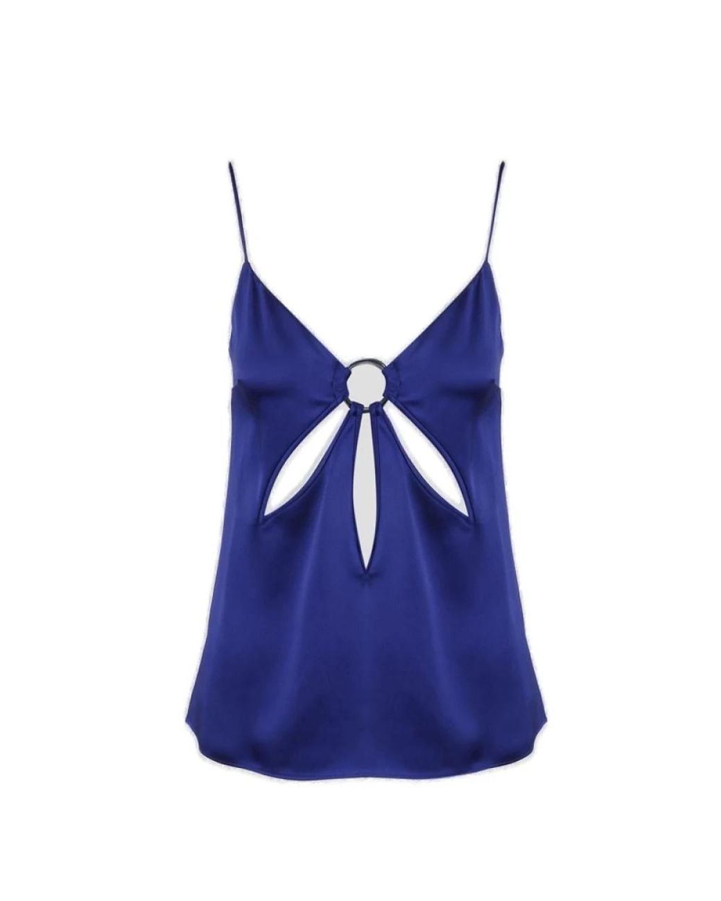 Stella McCartney Blue Cut-Out Detailed Sleeveless Satin Vest