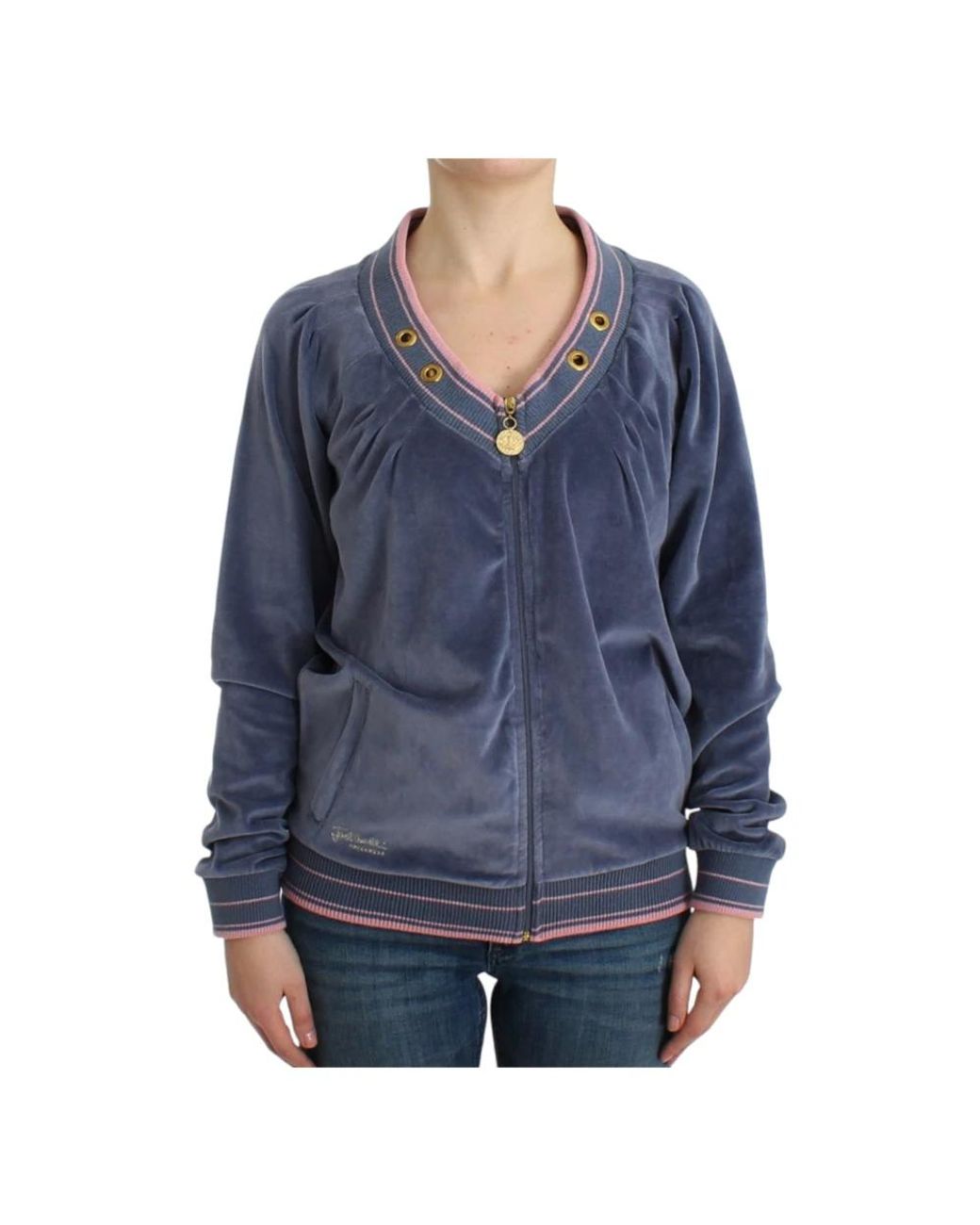 Roberto Cavalli Blue Velours track jacket