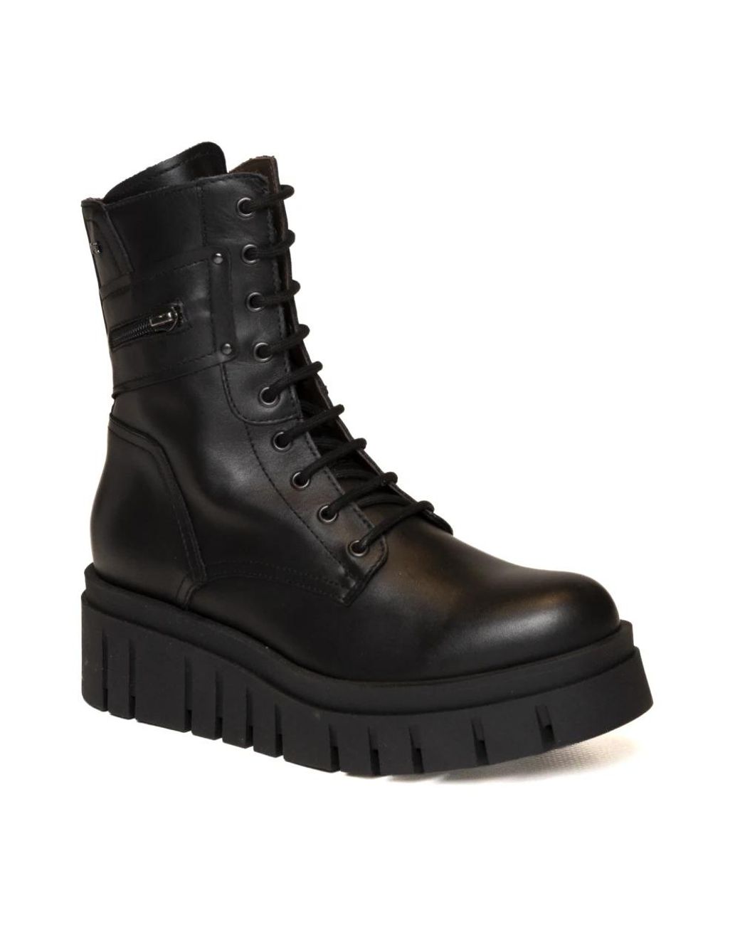 Nero Giardini Black Lace-Up Boots