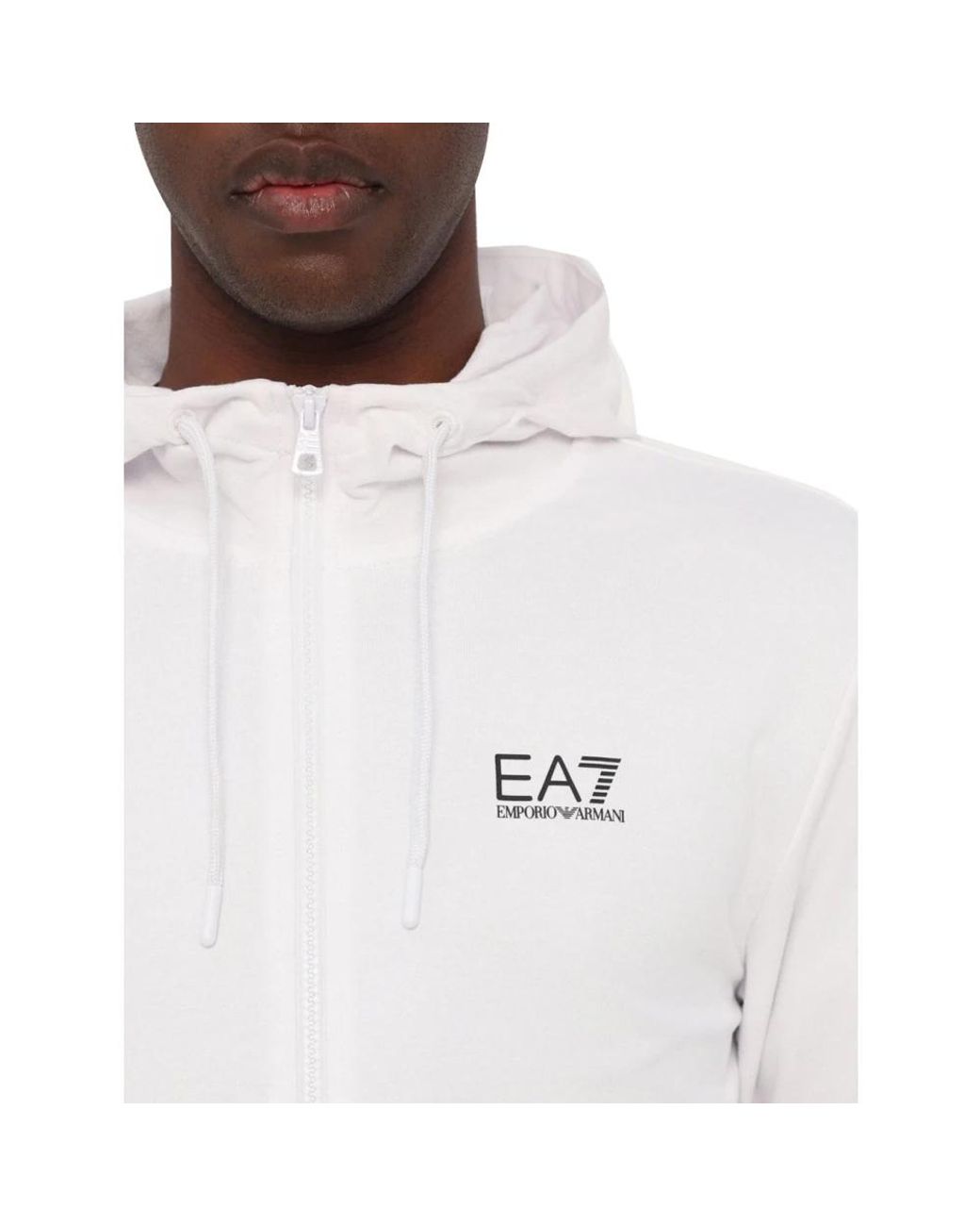 EA7 Hoodies & Sweatvesten ,Wit ,Katoen Witte Zip Hoodie in het White voor heren