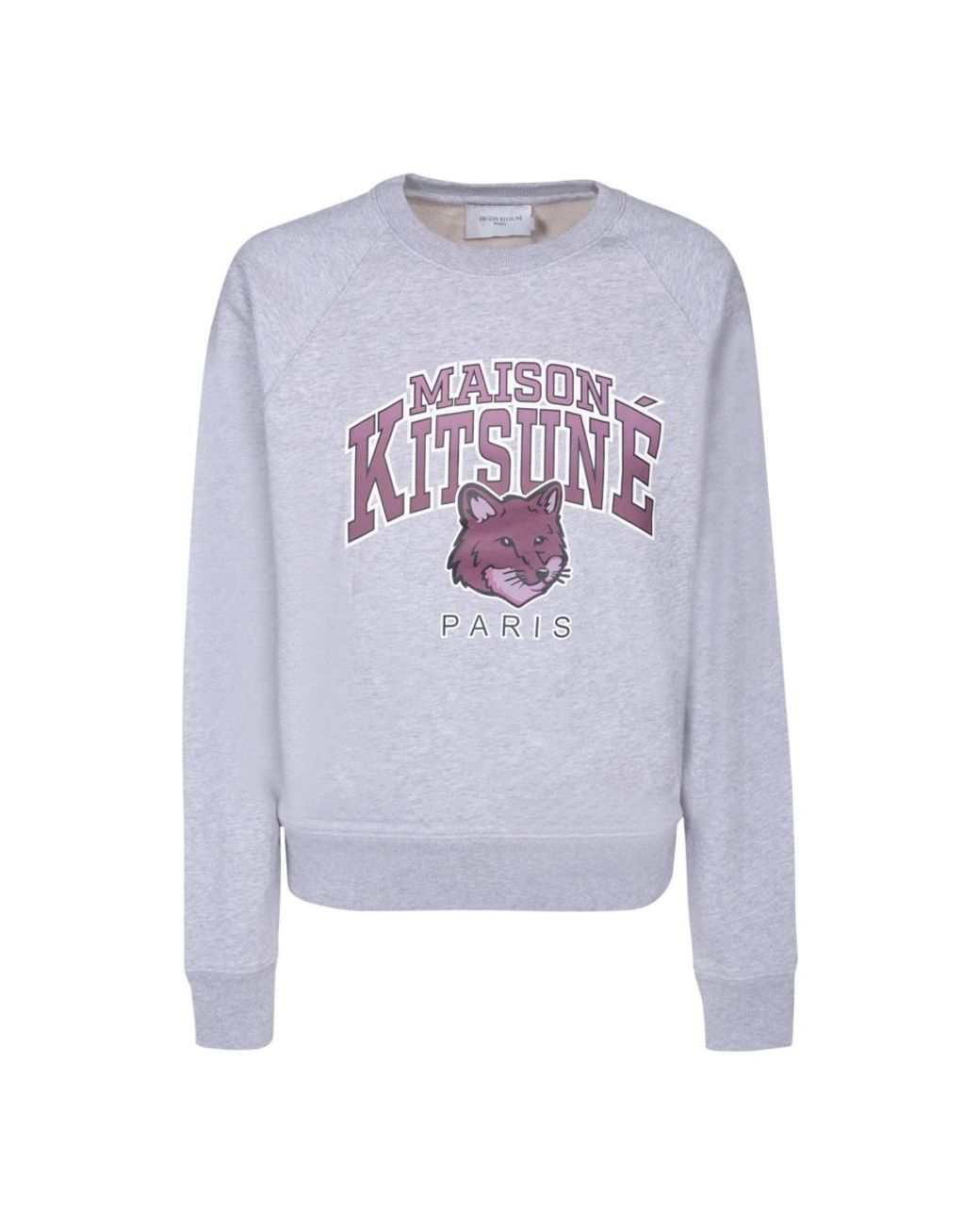 Maison Kitsuné Hoodies & Sweatvesten ,Grijs ,Katoen Grafische Print Sweatshirt Grijs Aw 23 in het Blue