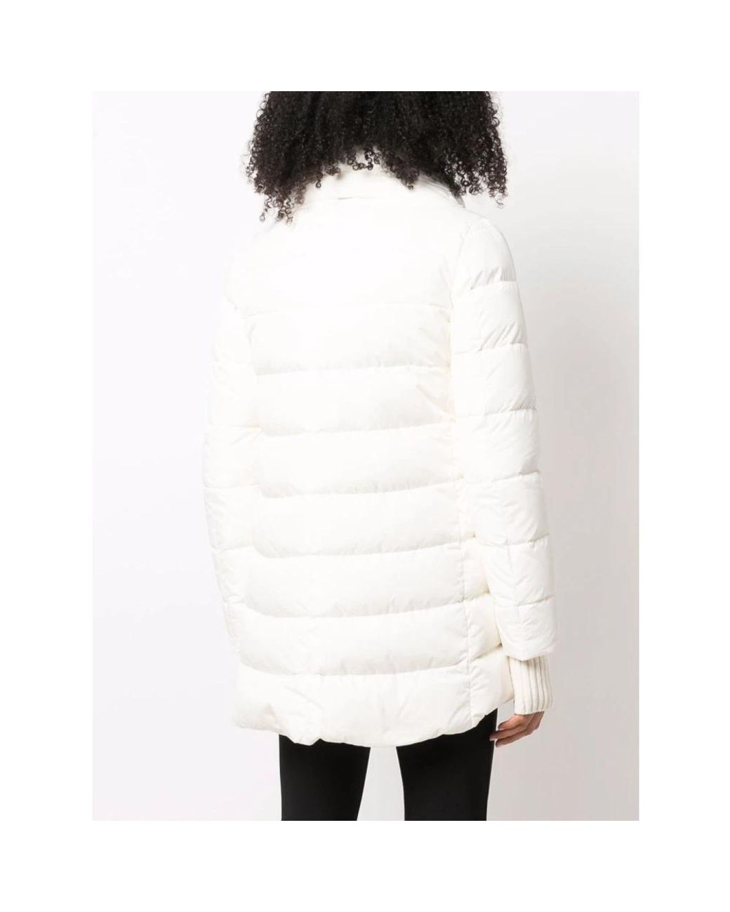 Abrigo Blanco Acolchado Con Capucha, Mujer, Talla Herno de color White