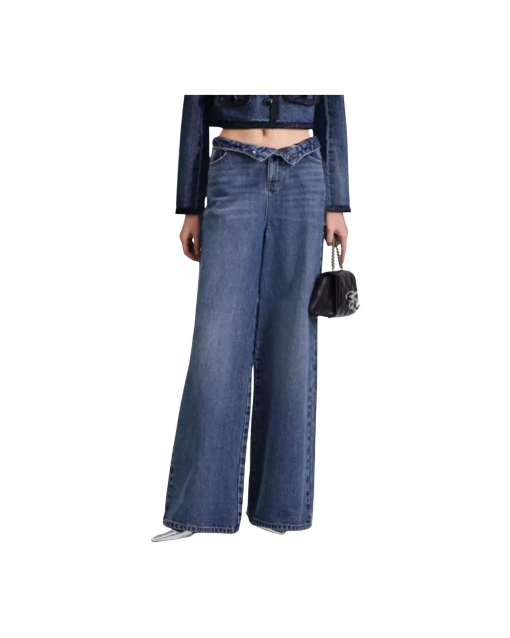 Self-Portrait Blue Wide Jeans
