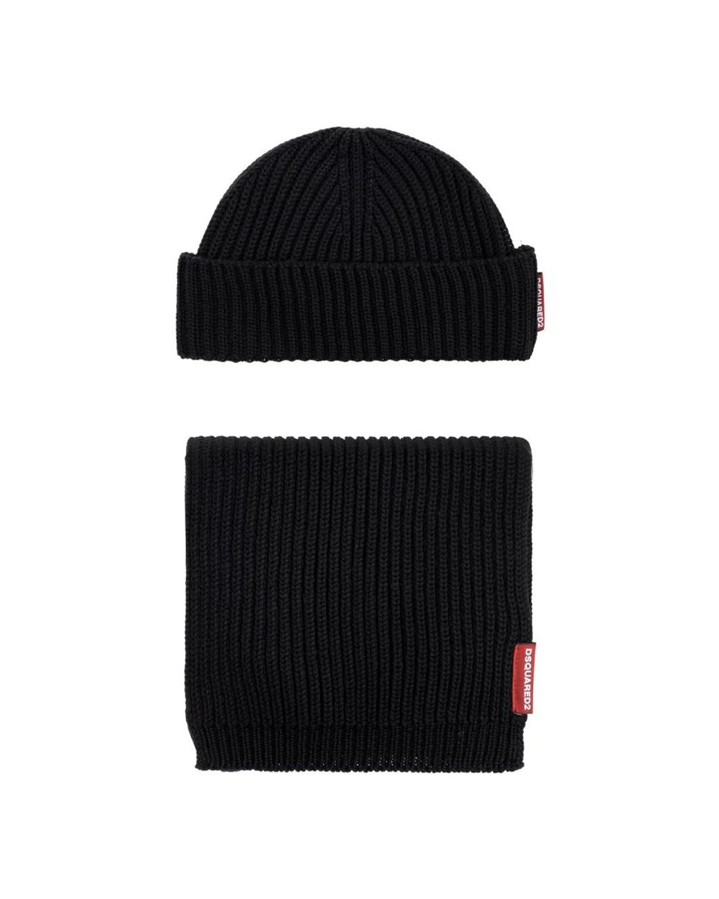 DSquared² Accessoires ,Zwart ,Wol Set: Hoed En Sjaal in het Black voor heren