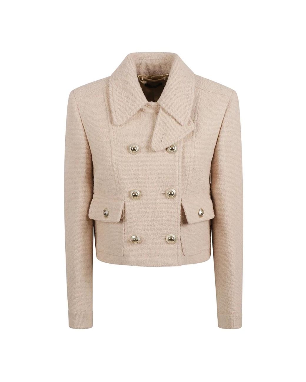 Tom Ford Boucle Double Breasted Chasseur Jas in het Natural