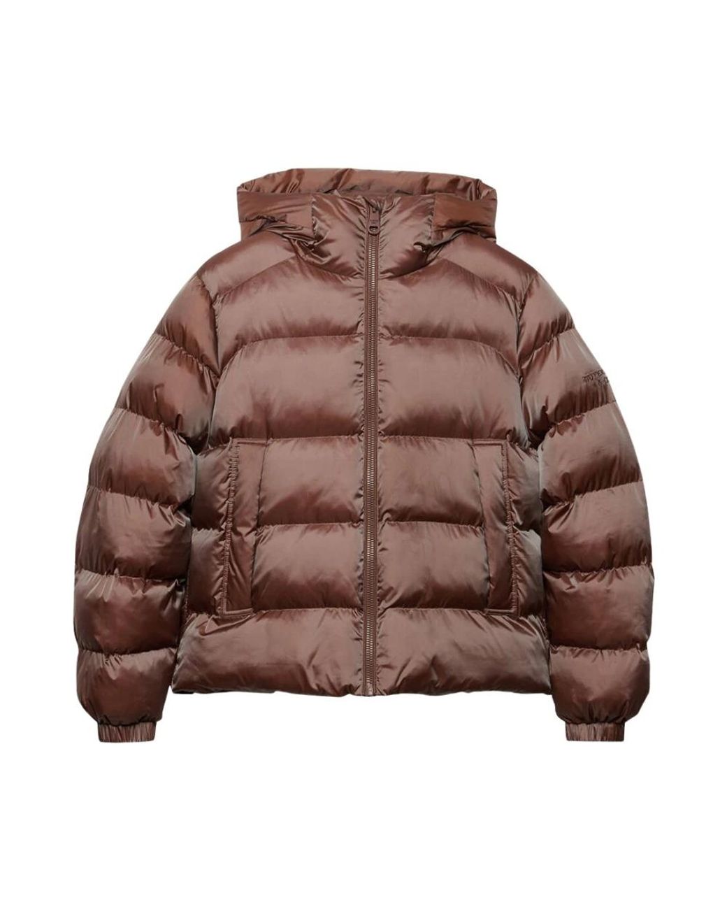Superdry Hooded Shine Puffer Jacket in het Brown