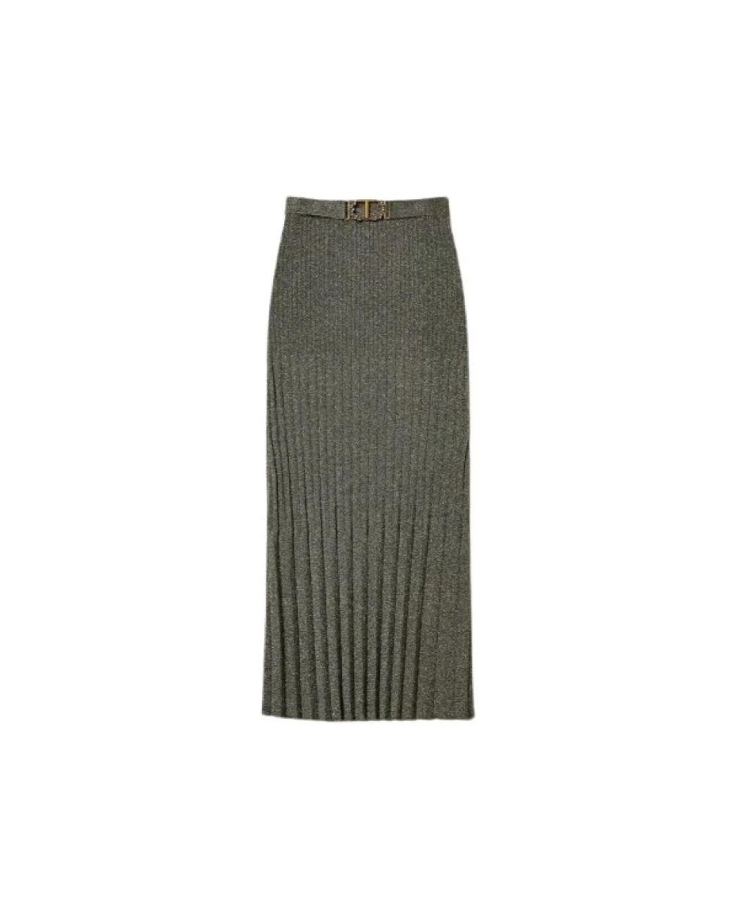 Twinset Rokken ,Groen ,Polyester Geribbelde Midi Rok Met Lurex in het Green