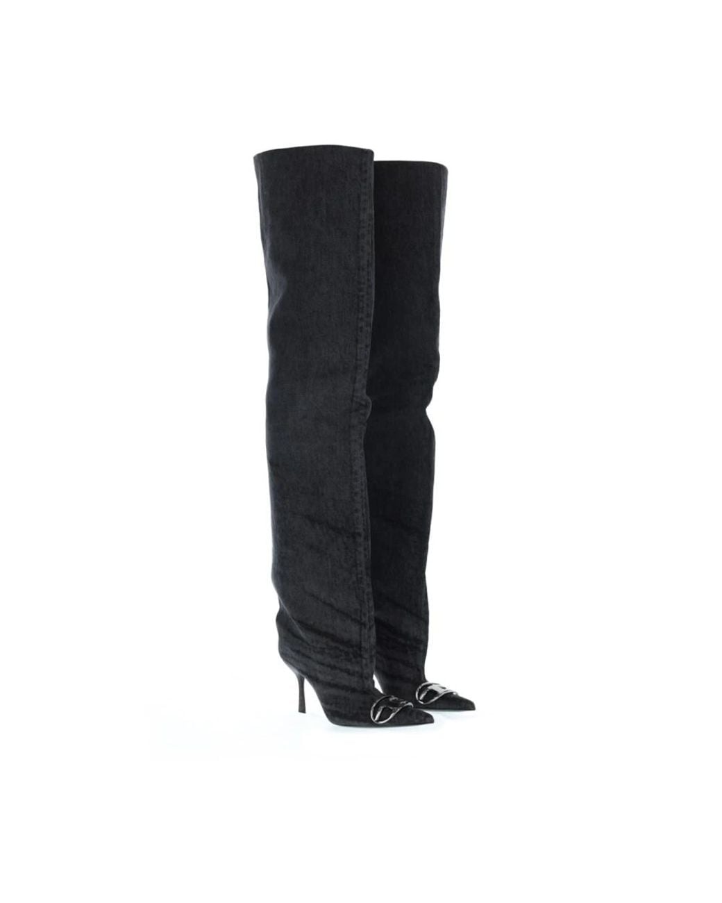 DIESEL Black Over-The-Knee Boots
