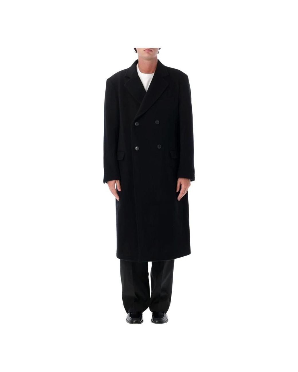mfpen Black Double-Breasted Coats for men