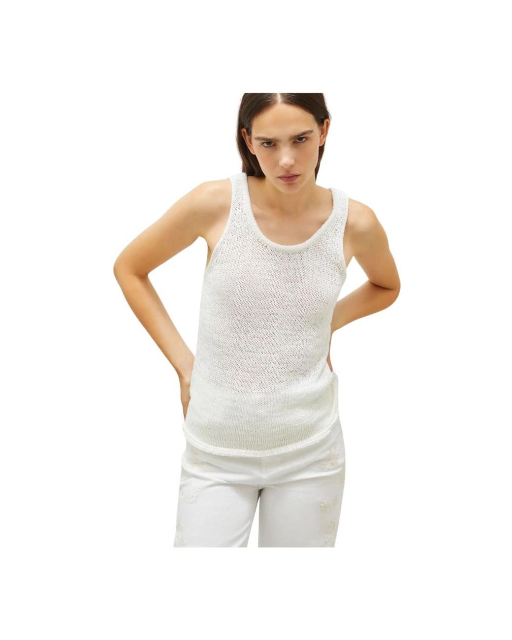 Marella White Round-Neck Knitwear