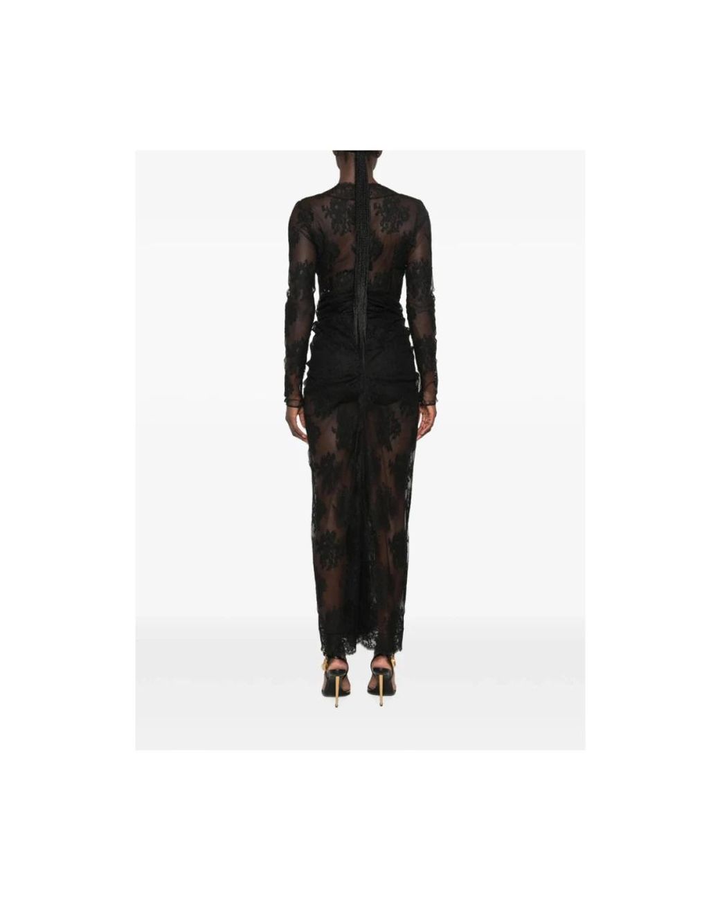 Dolce & Gabbana Black Floral-Lace Floral-Appliqué Dress