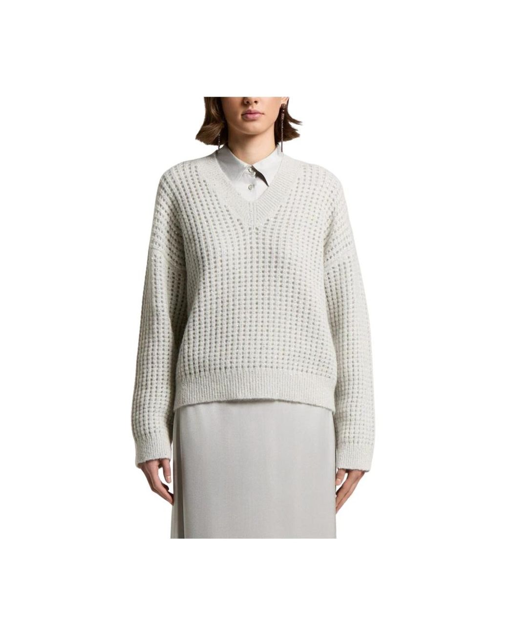Peserico Gray V-Neck Knitwear